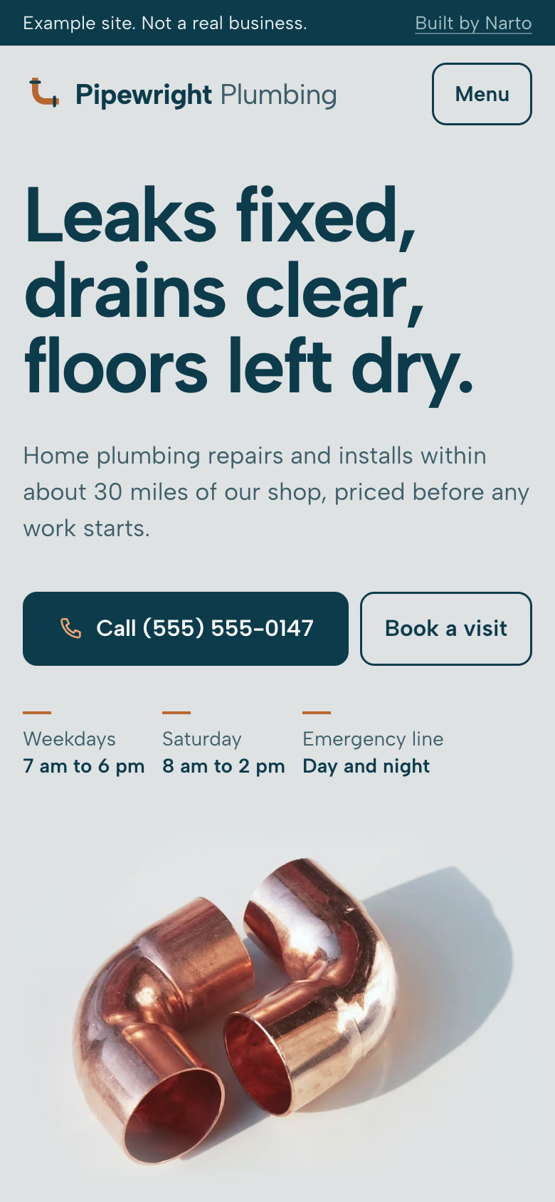 The same site on a phone
